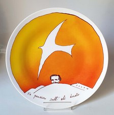 FOLON, PIATTO IN PORCELLANA SERIGRAFATA PER MEDIA ITALIA - ARMANDO TESTA 1999