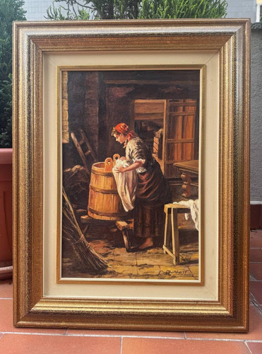Dipinto olio tela - olio, su