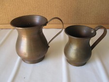 Set 2 brocche antiche in rame con manico caraffa vintage boccale d'epoca