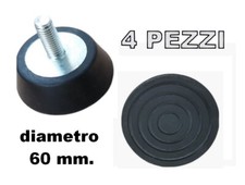 4 pezzi - PIEDINI ANTIVIBRANTI VERA GOMMA D. 60 mm VITE 10MA per uso industriale