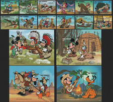 Set + 4 Foglietti "Cowboy & Indiani d'America" 1995 - Gambia - DISNEY** [DIS182]