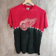 Camicia Liquid Blue Detroit Red Wings da uomo media rossa nera NHL Hockey Tie Dye Tee