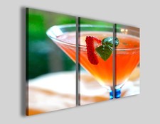 Quadri Strawberry cocktail trittico su tela