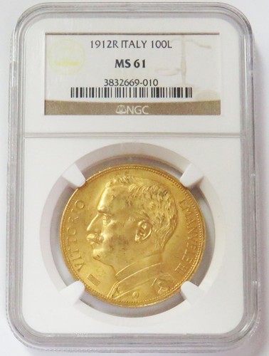 1912 oro italia 100 lire - oro, ngc