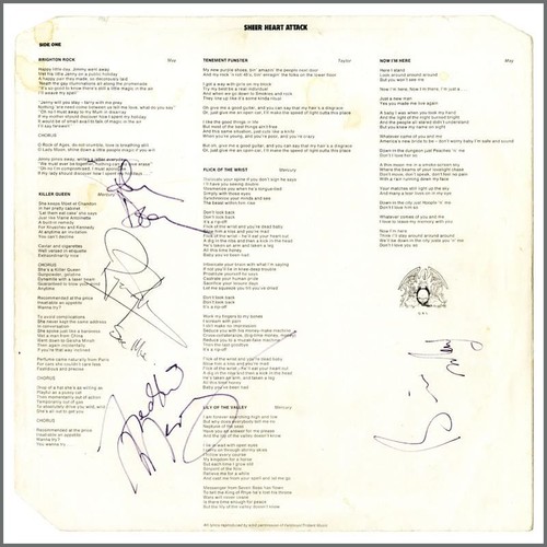 Queen autographed sheer heart - queen,