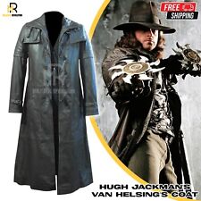 Cappotto spolverino VAN HELSING uomo nero pelle di agnello lungo trench pelle lunghezza intera
