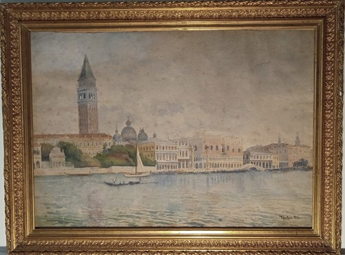 Antico dipinto venezia bacino - antico,