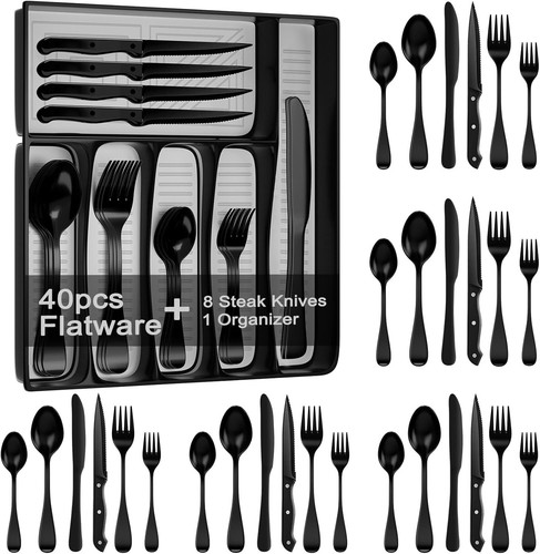 Set argenteria nera 49pz - set,
