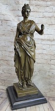 Bronzo Scultura Statua Firmato Dalou Splendido Romana Maiden Art Deco Regalo