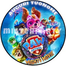 Cialda - Ostia per torte Paw Patrol il Super film tonda Formato grande A3 cm. 28