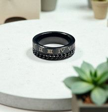 Anello uomo  Acciaio Chirurgico Fascia nera con numeri romani misure 9, 10, 11