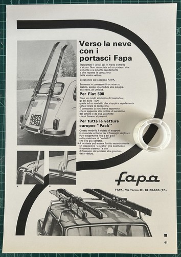 Rara pubblicità portasci - portasci, fapa