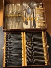 Servizio Posate Alpacca Vintage Anni 70 Per 12 Persone - 75 Pezzi