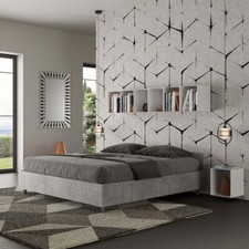 Letto legno matrimoniale NUAMO 160x190 con o senza contenitore finitura cemento