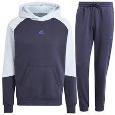 TUTA ADIDAS UOMO Blu Felpata Cappuccio felpa cotone caldo M L XL Comoda Invernal