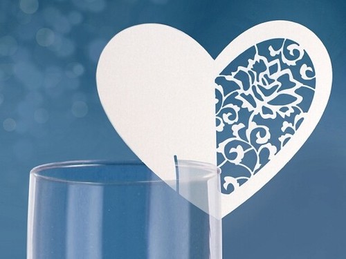 Segnaposto cuore bianco perla - segnaposto,