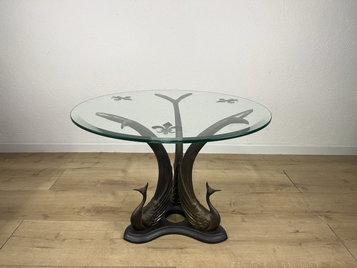 Tavolino ottone bronzo vetro