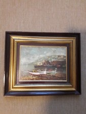 Quadro Barche a Riva , olio , 43×36 cm