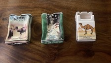 LOTTO DI 3 POSACENERE VINTAGE CAMMELLO SIGARETTA SCHIACCIATO HARD PACK CERAMI...