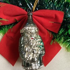 Decorazione Albero di Natale In Vetro Vintage Babbo Natale 6 Cm