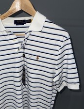 NUOVO Polo Ralph Lauren Uomo Small Pima Soft Touch Bianco Polo a Righe