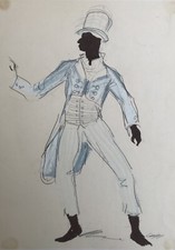 Gouache Uomo Con Cilindro