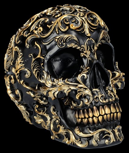 Figura teschio nero oro - nero-oro,