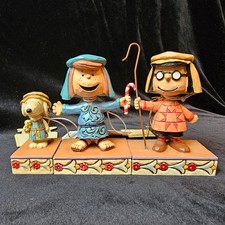 Jim Shore Peanuts Natale "Tre Pastori" Marcie Patty Snoopy 6004974 NUOVO