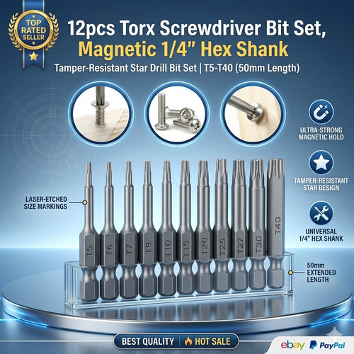 Set 12pz punte cacciavite torx - set,