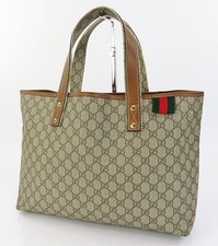 Autentica borsa tote bag Gucci marrone GG PVC tela Supreme Sherry #62201