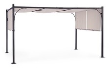 Gazebo pergola 4x3 m con struttura in acciaio verniciato antracite e telo grigio