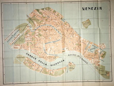 VENEZIA-ANTICA MAPPA TOPOGRAFICA-STRADARIO CITTADINO-STAZIONE MARITTIMA-GIUDECCA