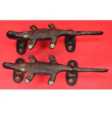 Maniglia per porta in ottone artigianale stile antico stile coccodrillo arredo casa ufficio