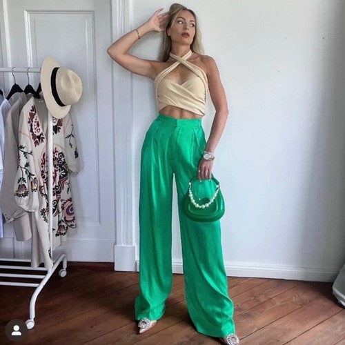 Pantaloni blogger zara verde - blogger,