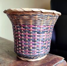 Vecchio Cesto Vaso in Vimini Vintage