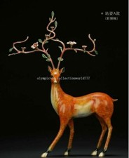 Statua 18'' bronzo classico artigianato decorazione casa animale fortuna cervo sika