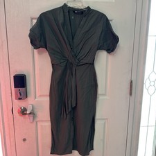Zara Linen Blend Dress Army