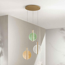 Juis lampada a sospensione a led moderna in metallo e vetro texturizzato