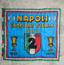 BANDIERA ORIGINALE NAPOLI CAMPIONE D'ITALIA 89/90 2° SCUDETTO cm. 63x58 VINTAGE 