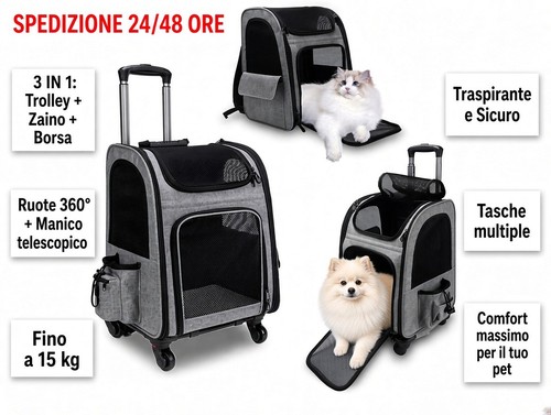 Trolley trasportino cane - cane, gatto