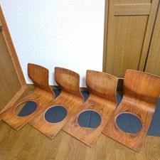 Tendo Mokko Set 4 Sedie Zaisu Legno Compensato Mobili Stile Ryokan Giapponese