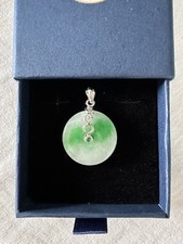 Pendente In Giada Naturale, Argento Placcato Oro Bianco