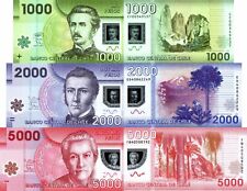 CILE - Lotto 3 banconote 1000/2000/5000 pesos Polymer FDS - UNC