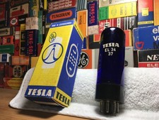 1x Raro OEBox BlueCobalt Tesla EL34 6CA7 PowerTube/Grail XF Mullard Altv/99%Gm