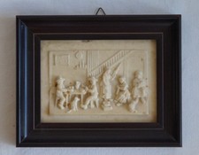 PICCOLO QUADRO BASSORILIEVO IN PIETRA CALCAREA CON CORNICE 14,5x11,5 PRIMI '900