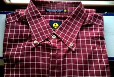 SPLENDIDA CAMICIA NAVIGARE  ROSSA BORDEAUX a QUADRI  PARI al NUOVO  XL  43  