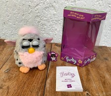 Orig. Tiger Furby 98 grigio rosa 1 generazione con super scatola originale/funzionante