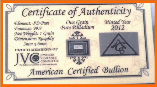 Grain palladium bullion bar - grain,