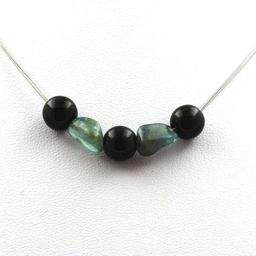 Collana perle agata nero mm - nero, 8