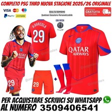 Terza Maglia Psg Paris Saint Germain Barcola 2025 2026 Rossa Third Barcolà Nuova